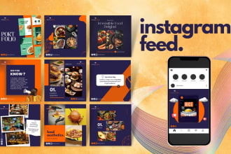 design instagram puzzle feed, instagram grid and instagram carousel post