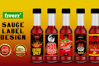 design creative unique product label, spice label and hot sauce label design