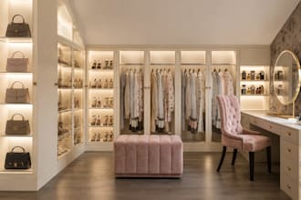 design a custom closet, wardrobe or dressing room in 3d