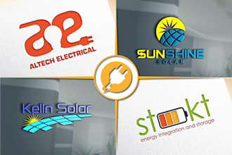 design solar panel energy and power electrician logo
