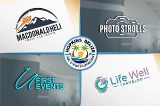 design travel agency tourism hotel resort vacation beach logo