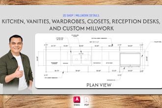 draft shop drawings for kitchen cabinets and vanities