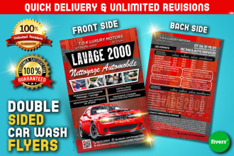 make double sided auto detailing flyer, car wash flyer