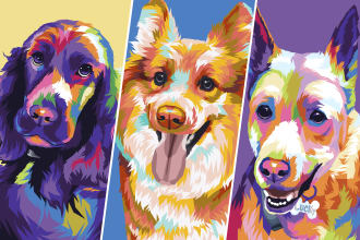 draw your cat dog pet animal in wpap pop art portrait illustration