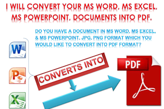 convert  of ms word, ms excel, and ms powerpoint in to PDF