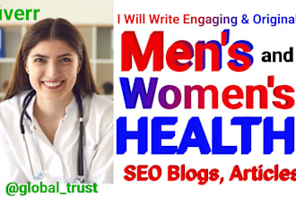 write men women health SEO articles or blog posts