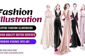 draw fashion illustration, sketch, art or portrait