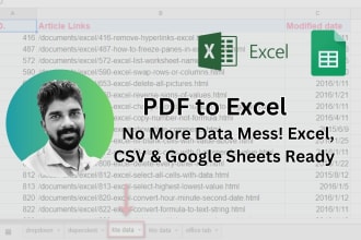 convert pdf to excel, no more data mess, excel, CSV and google sheets are ready