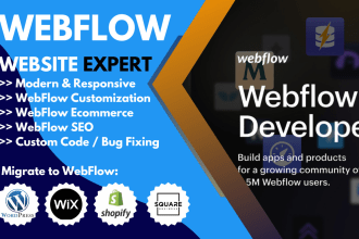build a 3d webflow website, migrate to webflow, update and fix bugs, with SEO