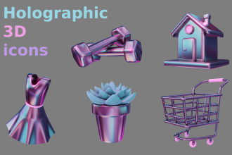 illustrate holographic 3d icons for your interface, website, app or game