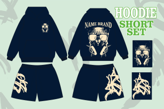 create design of hoodie, urban, hoodie short set, streetwear