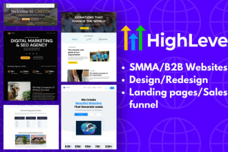 design or redesign gohighlevel smma b2b website, modern website design 2024