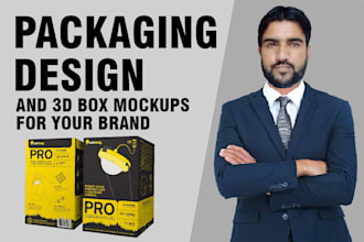 do packaging design and label design with custom 3d mockups