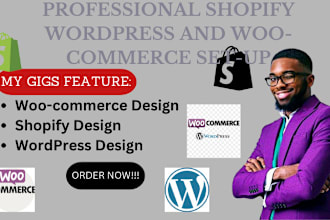 do shopify website design, wordpress design, woocommerce