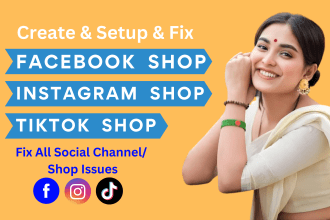 setup tiktok shop facebook shop instagram shop and shopify products listing