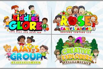 design daycare childcare baby shop school and kids logo