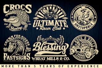 create hand drawn, retro, badge, hipster and vintage logo