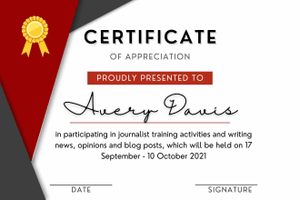 design certificate, diploma or award of any type in 24 hours