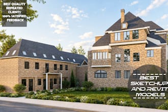 create exterior sketchup and revit 3d model and  rendering