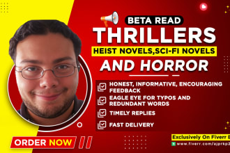 beta read thrillers, heist novels, scifi, and horror