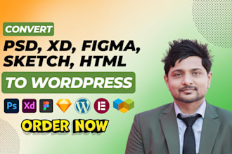 convert xd, sketch, PSD, figma to wordpress elementor and wp bakery