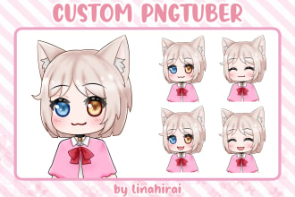 draw a vtuber, giftuber and pngtuber in chibi style