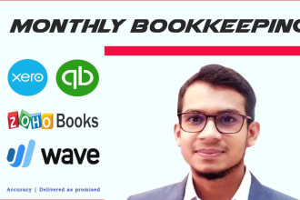 do monthly bookkeeping in quickbooks, xero, wave, zohobooks