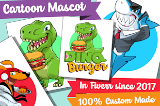 draw you a cute cartoon mascot character logo