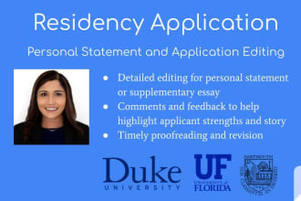 review residency personal statement and eras application