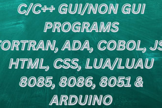 write c cpp fortran ada cobol PHP js and qt based gui apps