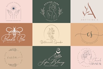 design a hand drawn botanical boho feminine minimalist logo