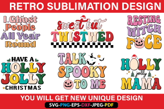 create retro sublimation,png,wavy,cut file, and design bundle 5dollar