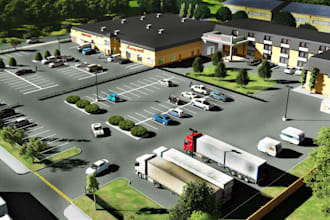 design warehouse exterior 3d model and realistic renders
