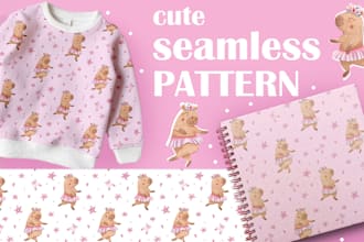 create seamless pattern for kids textiles print and stationery with capybara