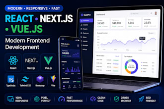 develop react, nextjs or vuejs frontend website