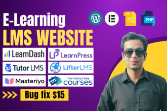 develop elearning wordpress lms website with learndash, tutorlms