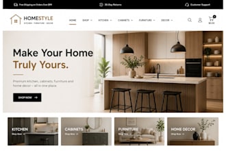 build kitchen, cabinet, furniture and home decor store website using woocommerce