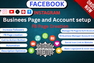 create a facebook and instagram business page, post, cover