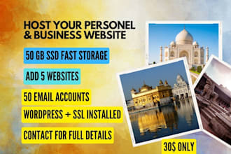 register hosting and domain for your website 1 year