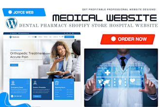design dental medical website pharmacy shopify store hospital healthcare website