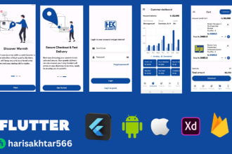 develop responsive flutter app front end UI for android IOS