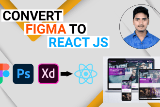 convert figma to reactjs, psd to react js responsive spa website