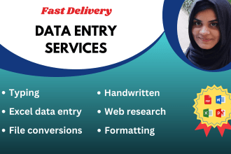 do fast and accurate data entry, typing, word, PDF, file conversions