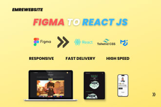 convert figma to react js using tailwindcss or material UI