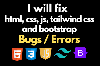 fix html css js bugs issues and responsive issues