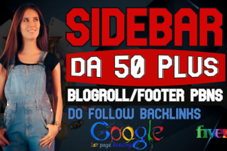 create da 50 plus sidebar footer blogroll homepage dofollow backlinks
