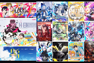 design streamer anime or vtuber banner or header youtube twitch twitter discord
