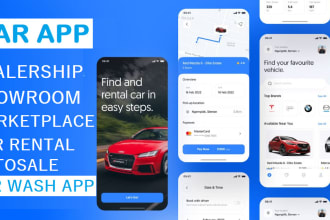 build car auction app, car wash app, car marketplace, car rental, dealership app