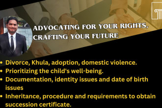 give legal services on family, child custody and on nadra laws