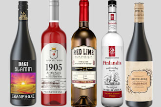 make label for vodka, gin,beer ,wine, whiskey, spirit, bourbon, liquor, rum